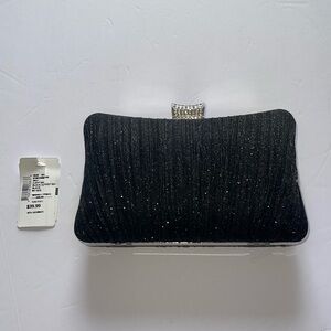 Brand new w tag black metallic ruched shoulder bag